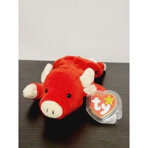 Ty Beanie Baby Snort the Bull Plush Toy - 4002 Date of birth 5/15/1995
